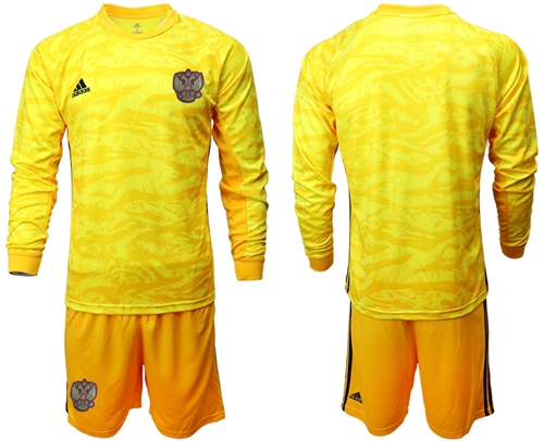 Russia Blank Yellow Long Sleeves Goalkeeper Soccer Country Jersey