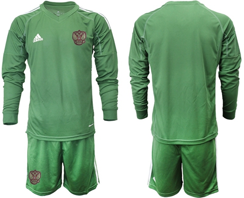 Russia Blank Green Long Sleeves Goalkeeper Soccer Country Jersey