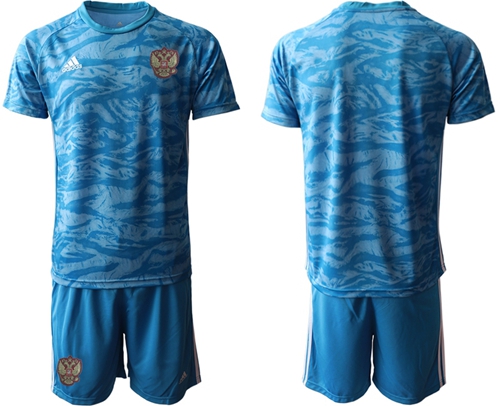 Russia Blank Blue Goalkeeper Soccer Country Jersey