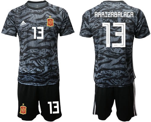 Spain #13 Arrizabalaga Black Goalkeeper Soccer Country Jersey