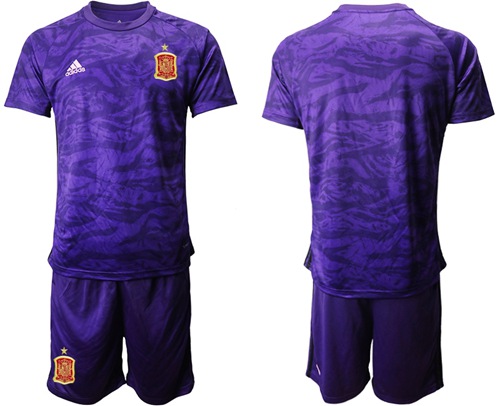 Spain Blank Purple Goalkeeper Soccer Country Jersey