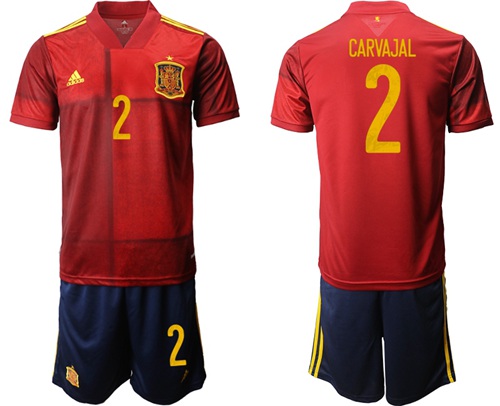 Spain #2 Carvajal Home Soccer Country Jersey