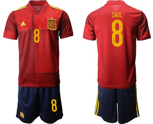 Spain #8 Saul Home Soccer Country Jersey