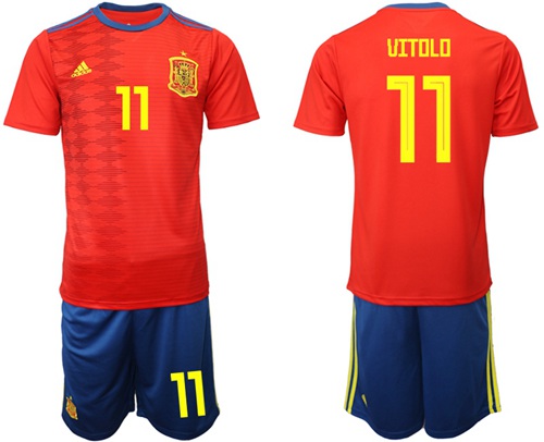 Spain #11 Vitolo Home Soccer Country Jersey