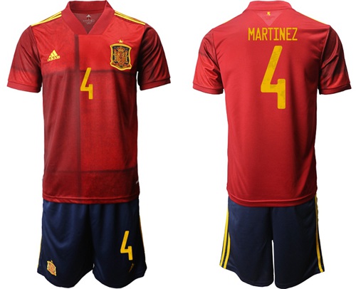 Spain #4 Martinez Home Soccer Country Jersey