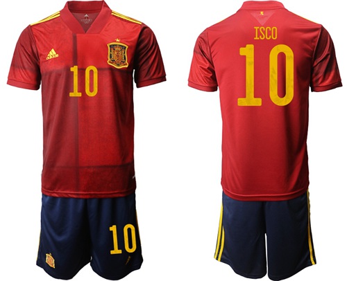 Spain #10 Isco Home Soccer Country Jersey