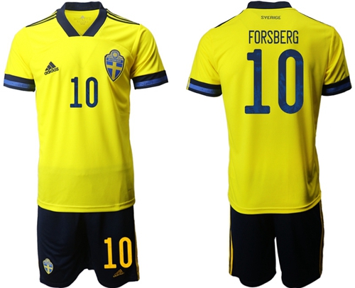Sweden #10 Forsberg Home Soccer Country Jersey