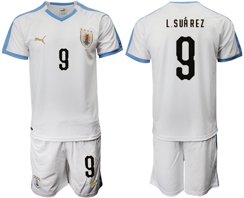 Uruguay #9 L.Suarez Away Soccer Country Jersey