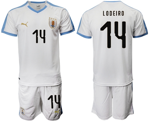 Uruguay #14 Lodeiro Away Soccer Country Jersey