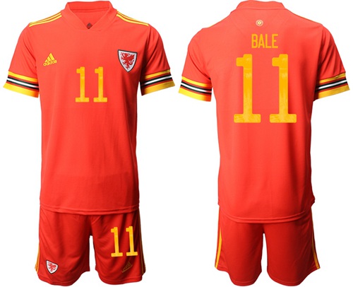 Wales #11 Bale Red Home Soccer Country Jersey