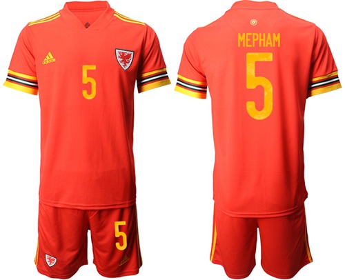Wales #5 Mepham Red Home Soccer Club Jersey