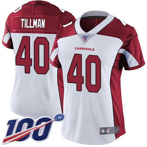 Cardinals #40 Pat Tillman White Women's Stitched Football 100th Season Vapor Limited Jersey