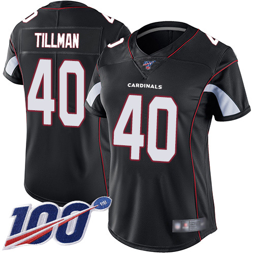 Cardinals #40 Pat Tillman Black Alternate Women's Stitched Football 100th Season Vapor Limited Jersey