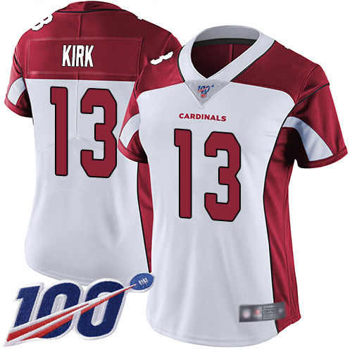 Cardinals #13 Christian Kirk White Women's Stitched Football 100th Season Vapor Limited Jersey