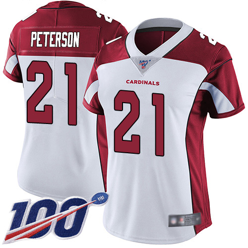 Cardinals #21 Patrick Peterson White Women's Stitched Football 100th Season Vapor Limited Jersey