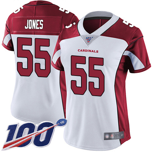 Cardinals #55 Chandler Jones White Women's Stitched Football 100th Season Vapor Limited Jersey