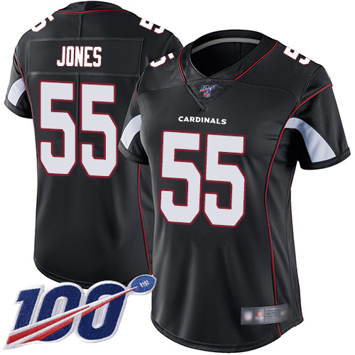 Cardinals #55 Chandler Jones Black Alternate Women's Stitched Football 100th Season Vapor Limited Jersey