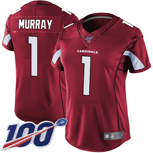 Cardinals #1 Kyler Murray Red Team Color Women's Stitched Football 100th Season Vapor Limited Jersey