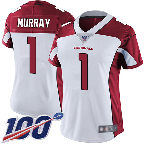 Cardinals #1 Kyler Murray White Women's Stitched Football 100th Season Vapor Limited Jersey