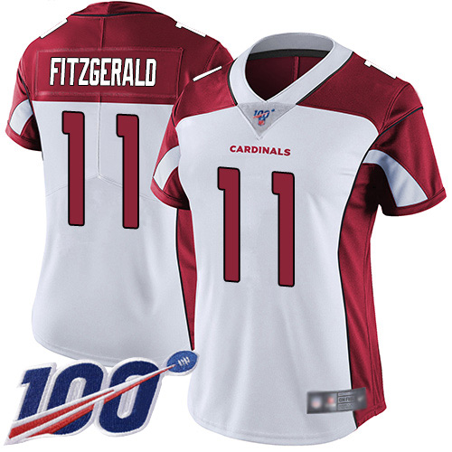 Cardinals #11 Larry Fitzgerald White Women's Stitched Football 100th Season Vapor Limited Jersey