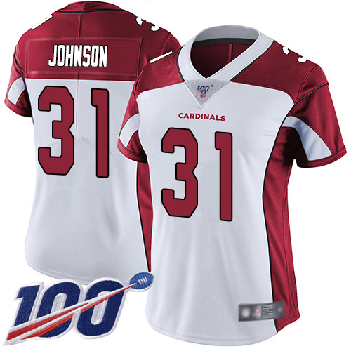 Cardinals #31 David Johnson White Women's Stitched Football 100th Season Vapor Limited Jersey