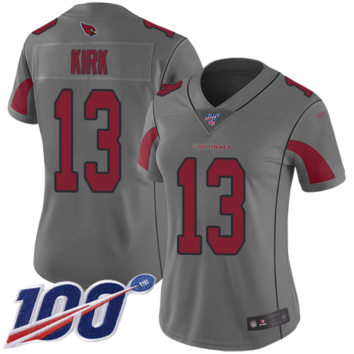 Cardinals #13 Christian Kirk Silver Women's Stitched Football Limited Inverted Legend 100th Season Jersey