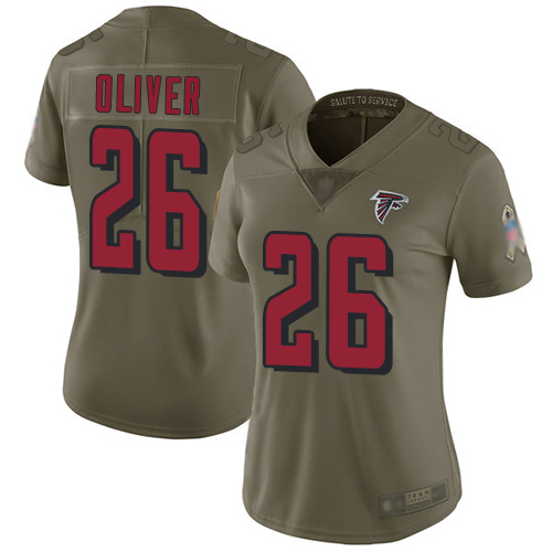 Falcons #26 Isaiah Oliver Olive Women's Stitched Football Limited 2017 Salute to Service Jersey