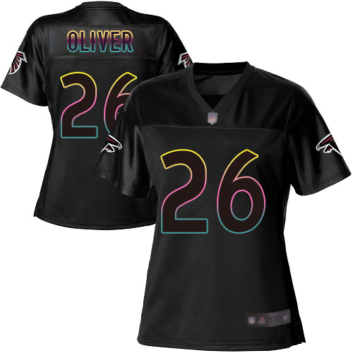 Falcons #26 Isaiah Oliver Black Women's Football Fashion Game Jersey