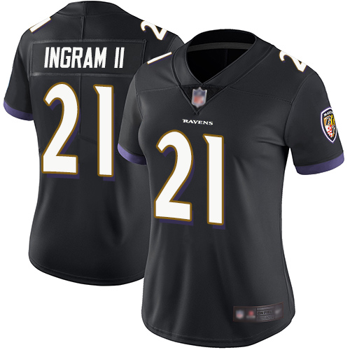 Ravens #21 Mark Ingram II Black Alternate Women's Stitched Football Vapor Untouchable Limited Jersey