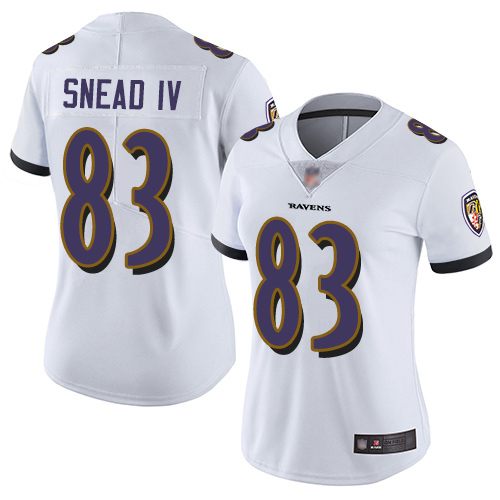 Ravens #83 Willie Snead IV White Women's Stitched Football Vapor Untouchable Limited Jersey