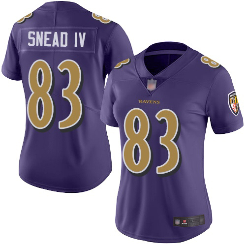 Ravens #83 Willie Snead IV Purple Women's Stitched Football Limited Rush Jersey Ravens #83 Willie Snead IV Purple Women's Stitched Football Limited Rush Jersey