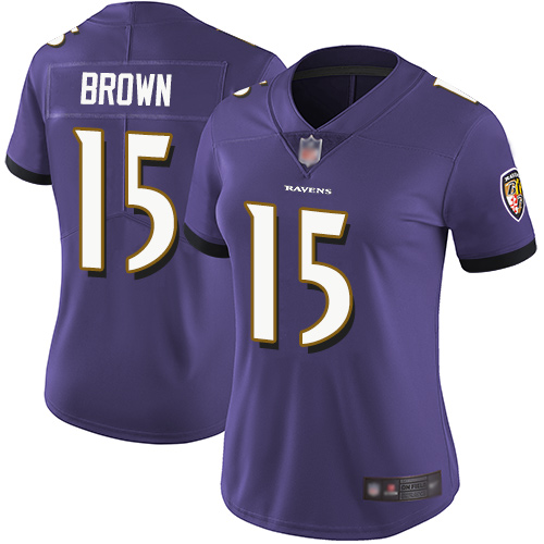 Ravens #15 Marquise Brown Purple Team Color Women's Stitched Football Vapor Untouchable Limited Jersey