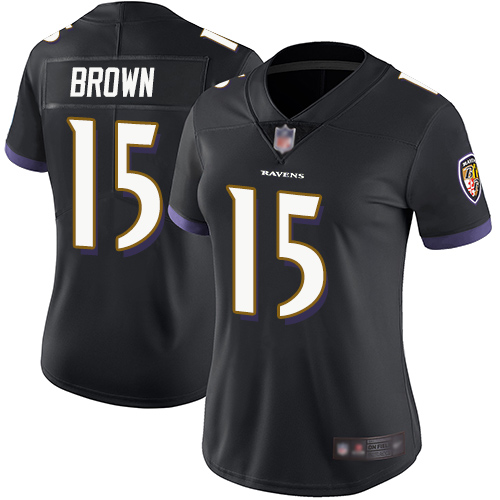 Ravens #15 Marquise Brown Black Alternate Women's Stitched Football Vapor Untouchable Limited Jersey
