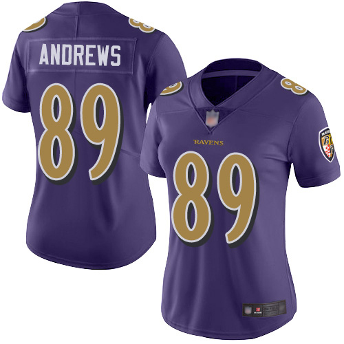 Ravens #89 Mark Andrews Purple Women's Stitched Football Limited Rush Jersey