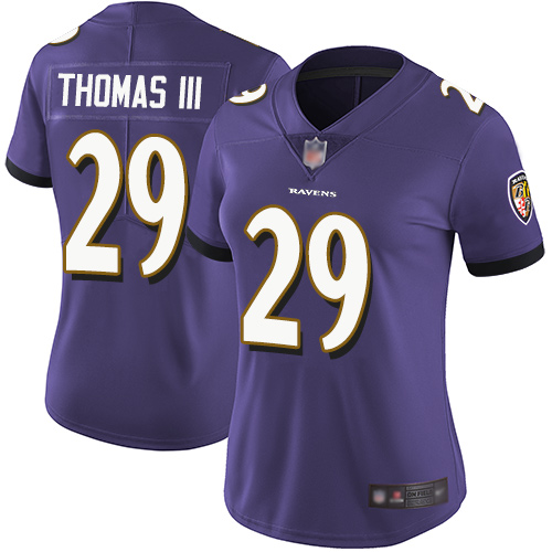 Nike Ravens #29 Earl Thomas III Purple Team Color Women's Stitched NFL Vapor Untouchable Limited Jersey