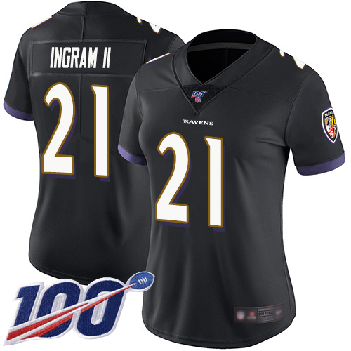 Ravens #21 Mark Ingram II Black Alternate Women's Stitched Football 100th Season Vapor Limited Jersey Ravens #21 Mark Ingram II Black Alternate Women's Stitched Football 100th Season Vapor Limited Jersey