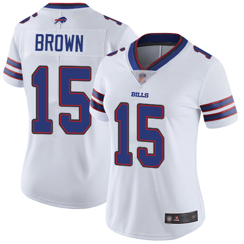 Bills #15 John Brown White Women's Stitched Football Vapor Untouchable Limited Jersey
