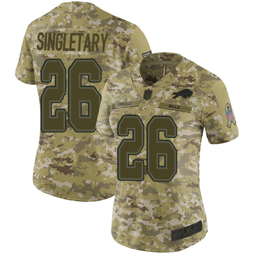 Bills #26 Devin Singletary Camo Women's Stitched Football Limited 2018 Salute to Service Jersey