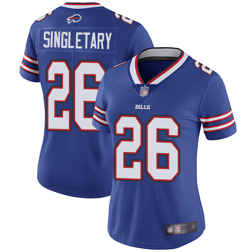 Bills #26 Devin Singletary Royal Blue Team Color Women's Stitched Football Vapor Untouchable Limited Jersey