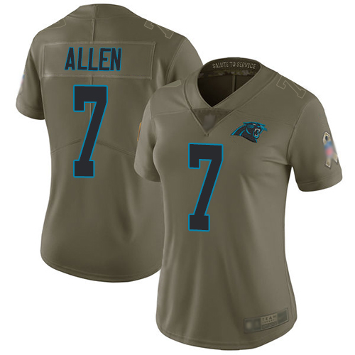 Panthers #7 Kyle Allen Olive Women's Stitched Football Limited 2017 Salute to Service Jersey