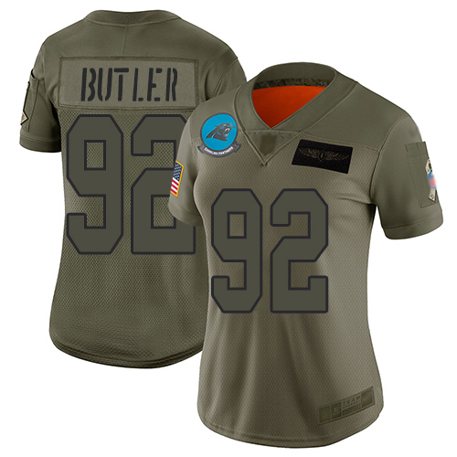Panthers #92 Vernon Butler Camo Women's Stitched Football Limited 2019 Salute to Service Jersey