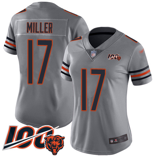Bears #17 Anthony Miller Silver Women's Stitched Football Limited Inverted Legend 100th Season Jersey
