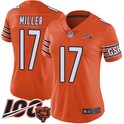 Bears #17 Anthony Miller Orange Women's Stitched Football Limited Rush 100th Season Jersey Bears #17 Anthony Miller Orange Women's Stitched Football Limited Rush 100th Season Jersey