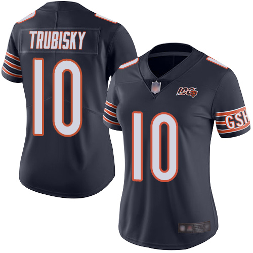 Bears #10 Mitchell Trubisky Navy Blue Team Color Women's Stitched Football 100th Season Vapor Limited Jersey Bears #10 Mitchell Trubisky Navy Blue Team Color Women's Stitched Football 100th Season Vapor Limited Jersey
