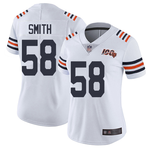 Bears #58 Roquan Smith White Alternate Women's Stitched Football Vapor Untouchable Limited 100th Season Jersey
