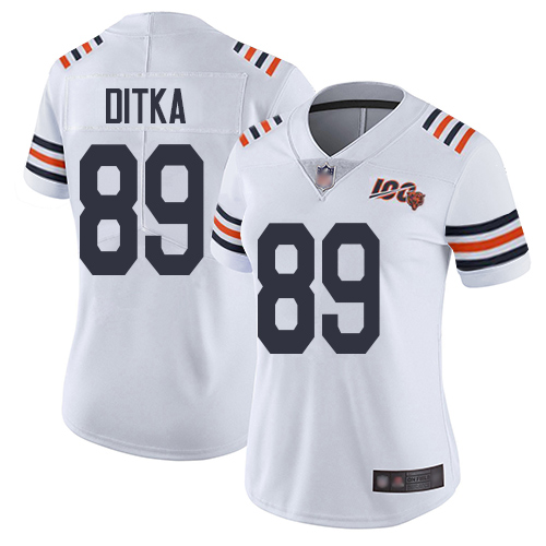 Bears #89 Mike Ditka White Alternate Women's Stitched Football Vapor Untouchable Limited 100th Season Jersey