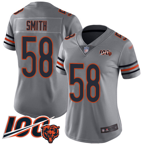 Bears #58 Roquan Smith Silver Women's Stitched Football Limited Inverted Legend 100th Season Jersey