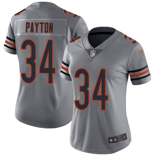 Bears #34 Walter Payton Silver Women's Stitched Football Limited Inverted Legend Jersey