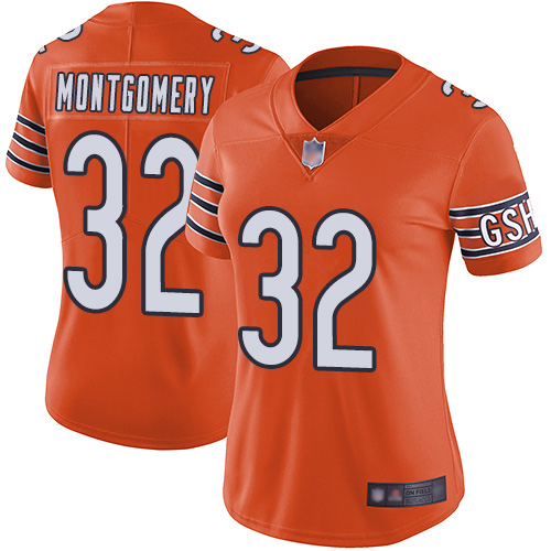 Bears #32 David Montgomery Orange Women's Stitched Football Limited Rush Jersey Bears #32 David Montgomery Orange Women's Stitched Football Limited Rush Jersey