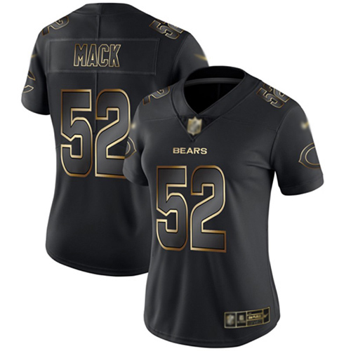 Bears #52 Khalil Mack Black/Gold Women's Stitched Football Vapor Untouchable Limited Jersey